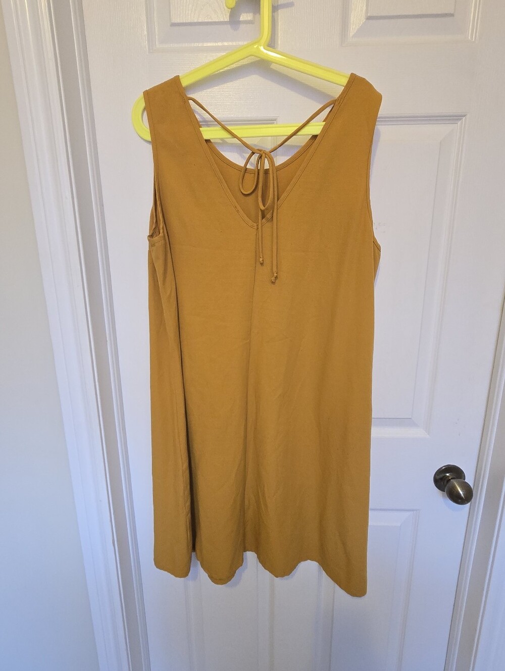 Sleeveless Tie Back Swing Dress In Mustard Yellow